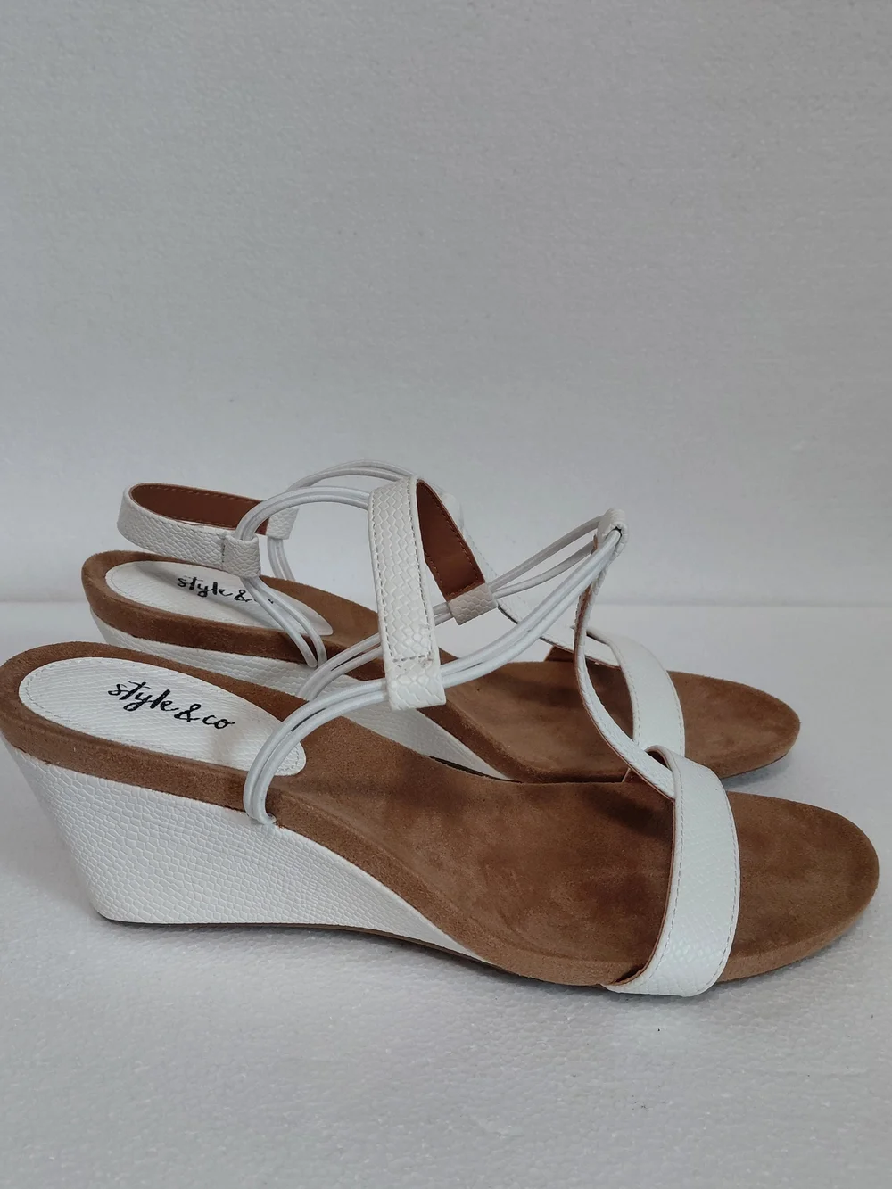Style & Co. White Wedge Sandals - Women's Strappy Summer Heels